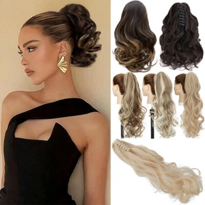 NATURAL THICK Ponytail Claw Clip in Pony Tail Hair Extension Real As Human Party - Picture 1 of 59