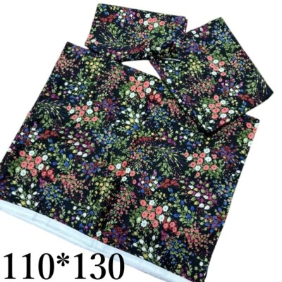 Хлопчатобумажная ткань в стиле Liberty с черным цветочным принтом 1,2 ярда x 1,42 ярда + БОНУС - Изображение 1 из 4