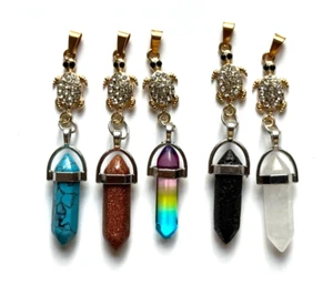 5 PIEZAS COLGANTES CHAKRA PIEDRA CURATIVA CRISTAL METAL DOS TONOS - Imagen 1 de 1