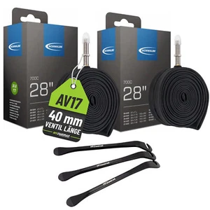 2x Manguera Bicicleta Schwalbe AV17 40mm 28 pulgadas (28/47-622/635) + Elevador Neumático - Imagen 1 de 6