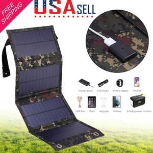 80W USB Solar Panel Folding Charger Outdoor Camping Hiking Phone Power Bank US - Picture 1 of 11