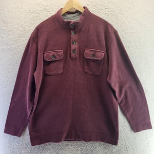 Method Sweater Mens Large Red Henley Pullover Pockets Heavyweight Shacket - Picture 1 of 11