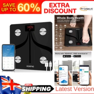 RENPHO Smart Bluetooth Body Fat Scale USB Rechargeable Digital Bathroom Scale - Picture 1 of 7