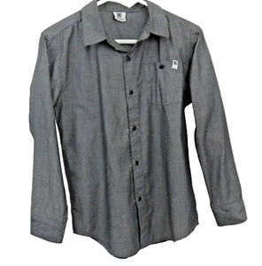 DC Gray Boys Shirt 11/12 Medium Long Sleeve Skateboard Skate Button Shop - Picture 1 of 9