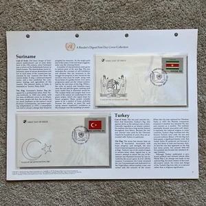 1980 SURINAME & TURKEY Flag of The United Nations First Day Issue Envelope Stamp - Picture 1 of 9