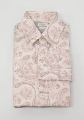 Новый с Ярлыками Brunello Cucinelli мужчин Slim Fit пейсли печать рубашка на пуговицах M A248 - Изображение 1 из 4