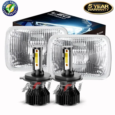 Fit Chevrolet C10 C20 C30 1981-1986 Pair 7x6" LED Headlights Hi/Low Lamps 6000K - Image 1 of 4