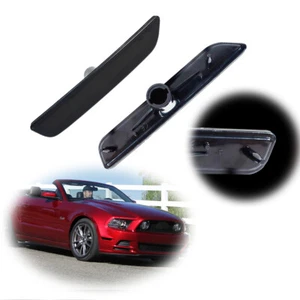 For 2010-2014 Ford Mustang Smoked Front Bumper Side Marker Light Housings Shell - Picture 1 of 6