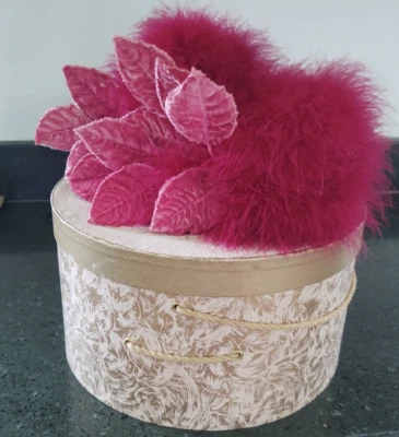 Vintage Dan Fox Millinery , Chicago WACKY Pink fur & leaves Hat & Box WILD LOOK - Image 1 of 4