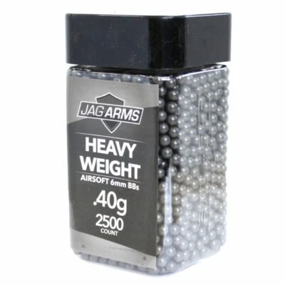 JAG Arms 2500rd Heavy Weight Seamless Double Polished .40g 6mm Airsoft BBs Black - Image 1 of 2