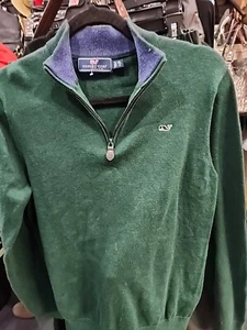 Vineyard Vines Boys 1/4 Zip Pullover Sweater Mock Neck Kelly Green XL (18) - Picture 1 of 5