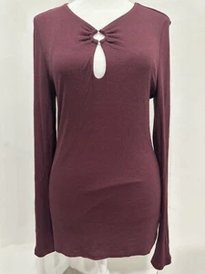 INC International Concepts Cutout Cleavage Pullover Sweater (M) Burgundy - Picture 1 of 3