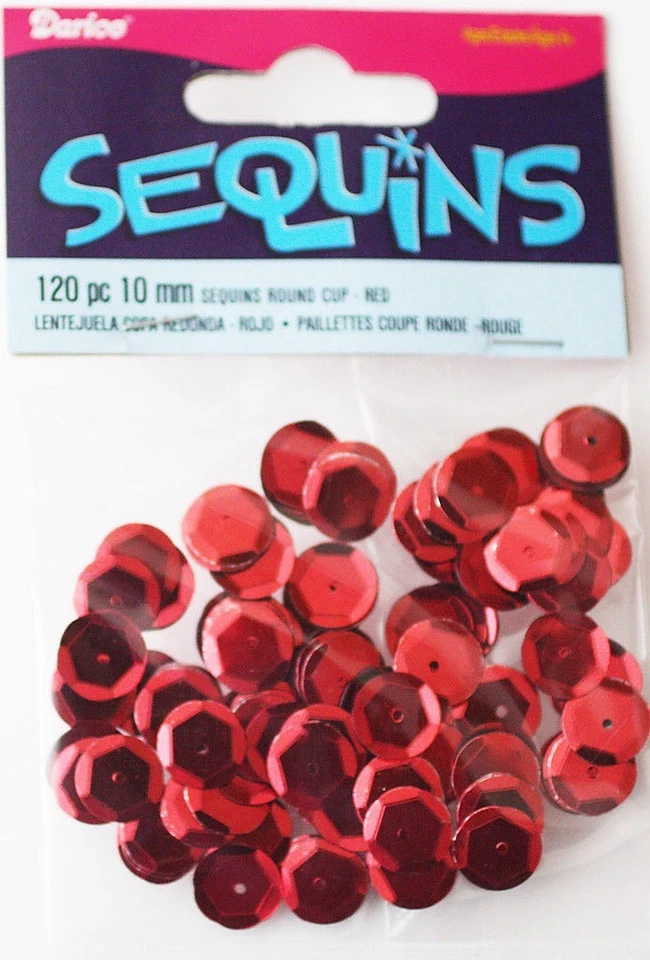 Darice Economy Craft ~ TAZA LENTEJUELAS ~ Tamaño: 10 mm Color: ROJO Cantidad en paquete: 120 Foto 1 de 1
