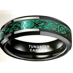 Tungsten 6mm Black Tungsten Carbide Beveled Edges Comfort Fit Ring Size 9.5 ~NEW - Picture 1 of 4