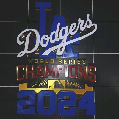 12 INCH LA DODGERS 3D 2024 WORLD SERIES CHAMPIONS PLAQUE STAND OR WALL SIGN - Image 1 of 4