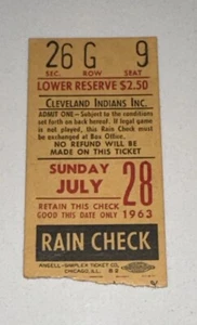 Athletics Indians MLB Ticket Stub Orlando Peña CGSO 2-Hitter Win 7/28/1963 - Picture 1 of 2