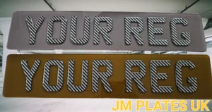 PAIR OF TINTED CAR SHOW PLATES,3D GEL CARBON FIBRE,NOT FOR ROAD USE - Picture 1 of 1