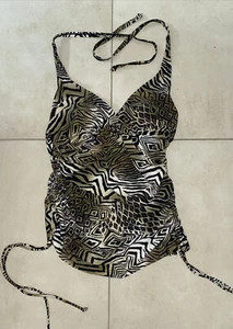 Croft & Barrow KH90203 Brown Black Pattern Tummy Slimmer Tankini Top Size 6 - Picture 1 of 4