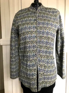 Womens Cotton Quilted Floral Reversible Long Jacket SZ L - Picture 1 of 9