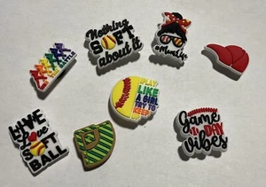 Softball Shoe Charms For Croc Slides And Wristbands 8 Pieces Softball ⚾️🧢New - Picture 1 of 6
