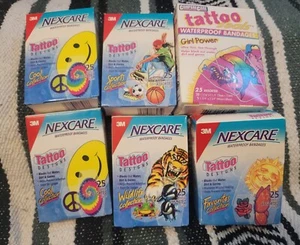 Nexcare Tattoo Bandaids Lot Of 6 Packs Vintage Collectible Kids - Picture 1 of 9