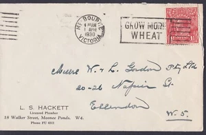 1930 KING GEORGE V 1 1/2d PRE-DECIMAL STAMP L.S. HACKETT COMMERCIAL COVER #B170 - Picture 1 of 1