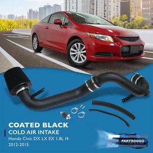 For 12-15 Honda Civic 1.8 DX LX EX Cold Air Intake Induction System Black Filter - Picture 1 of 7