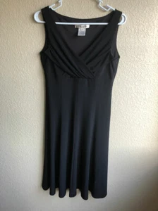 Vestido Evan Picone Formal Cóctel Noche Negro Tejido Corneado Falda Acampanada Talla 6 - Imagen 1 de 5