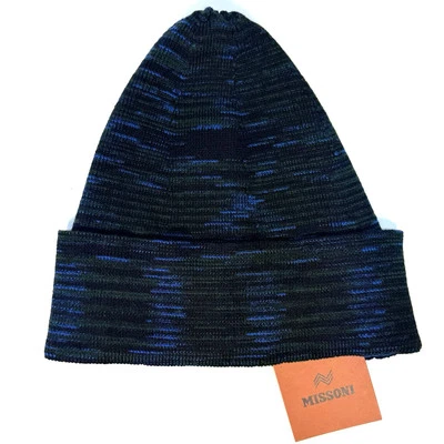 Gorro de invierno verde a rayas mezclado tejido lana Missoni (precio de venta sugerido por el fabricante 260 USD) Foto 1 de 3