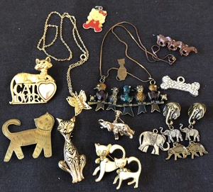 Konvolut Vintage Schmuck Tiermotive - Haustiere Katze, Hund, Vögel, Elefanten, Pferde + - Bild 1 von 13