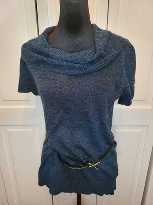 Cinturón suéter cuello capucha verde azulado AGB Studio principios de la década de 2000 PL retro Y2K sirena de oficina Foto 1 de 4