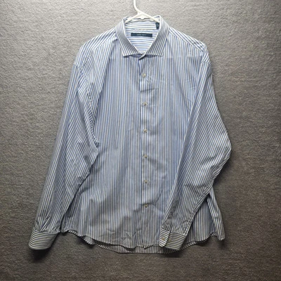 Camisa Perry Ellis Para Hombre Talla XXL Caramelo Rayas Inferior Manga Larga Algodón Azul  Foto 1 de 4