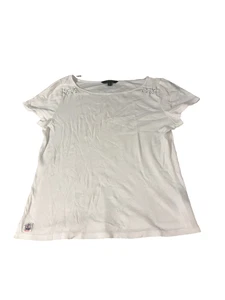 Camiseta para mujer Lauren Ralph Lauren Top con cordones en el hombro manga corta XL blanca - Imagen 1 de 7