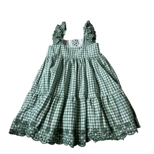 Tommy Bahama Green Lined Embroidered Midi Flare Girl Dress 8/8yrs old | 70-19 - Picture 1 of 5