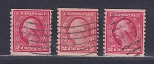 United States Scott 453-455 Used 1914 2¢ Washington Coils P10 Vert SCV $71 - Picture 1 of 2