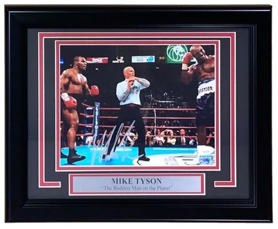 Mike Tyson Signed Framed 8x10 Evander Holyfield Ear Bite Photo JSA - Image 1 of 3