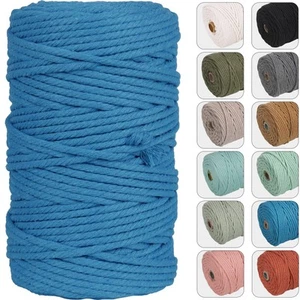 4mm 109yards Macrame Cord Lake Blue Cotton Rope Wall Hanging Plant Hangers - Picture 1 of 4