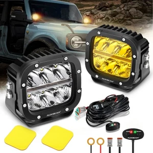 AUXBEAM 5" 15600LM LED Pods Driving Lights Spot Flood Combo + Amber DRL for Jeep - Picture 1 of 12
