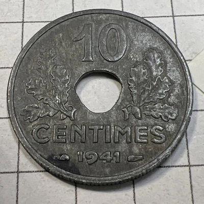 French 1941 10 Centimes Coin , World War Two - Image 1 of 4