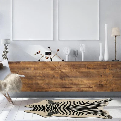 Linon Faux Hide Polyester Mini Zebra Accent Rug in Ivory and Black - Image 1 of 4