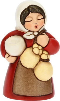 - Presepe 2022 - Statuina Presepe Donna Con Formaggio in Ceramica Decorata a Man - Immagine 1 di 4