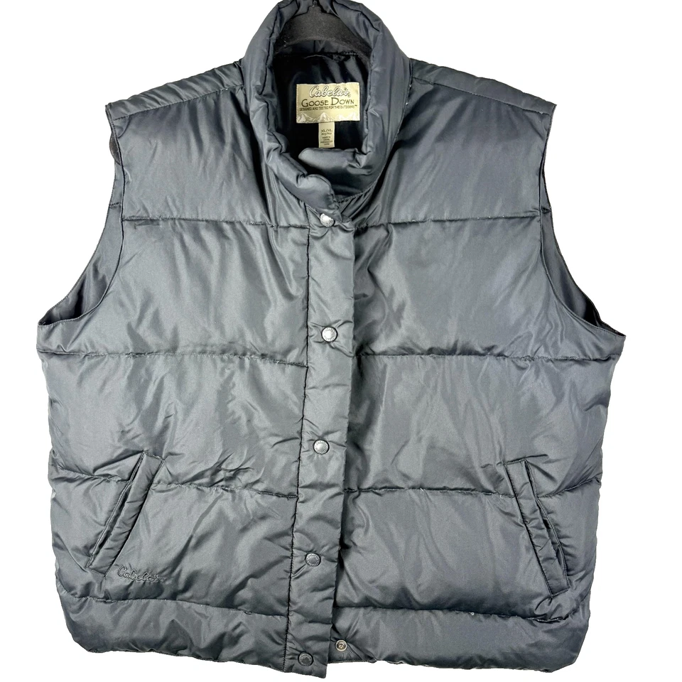 Vest Cabela's Goose Down Puffer Men's XL Gray Snap Front Quilted Insulated Warm - Image 1 of 4