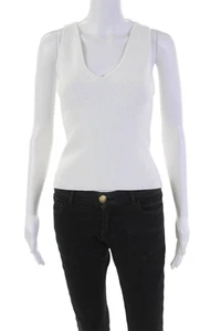 Autumn Cashmere Womens Sleeveless V Neck Stretch Tank Top White Size Medium - Picture 1 of 5