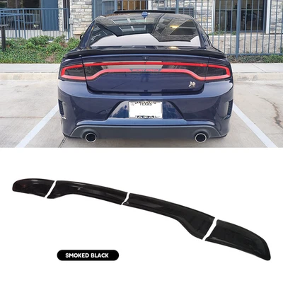 Smoked Black ABS Rear Tail Light Lamp Trim Cover Set For Dodge Charger 2015-2023 - Image 1 of 4