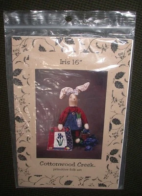 COTTONWOOD CREEK Iris 16" Rabbit Doll Pattern Instructions Primitive Folk Art - Image 1 of 2