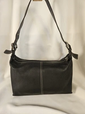 Fossil黑色皮革白色缝线单肩包钱包 — 第 1/4 张图片