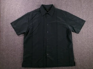 Axist Shirt Men Extra Large Black Stripe Silk Touch Casual Classic Office Preppy - Picture 1 of 10