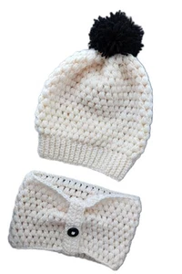 Crocheted Puff Stitch Hat And Scarf Set For Adults  - Picture 1 of 5