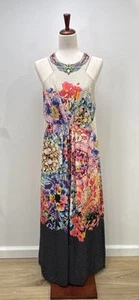 Ranna Gill Maxi Dress Beaded Collar Halter Top Sz 12P Anthropologie - Picture 1 of 9