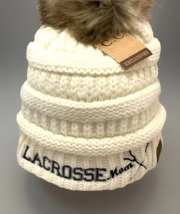 Marfil Lacrosse Mamá Gorro Sombrero Pom CC Sombrero Gorra Preppy Esquí Trineo Juego Día Regalo - Imagen 1 de 17
